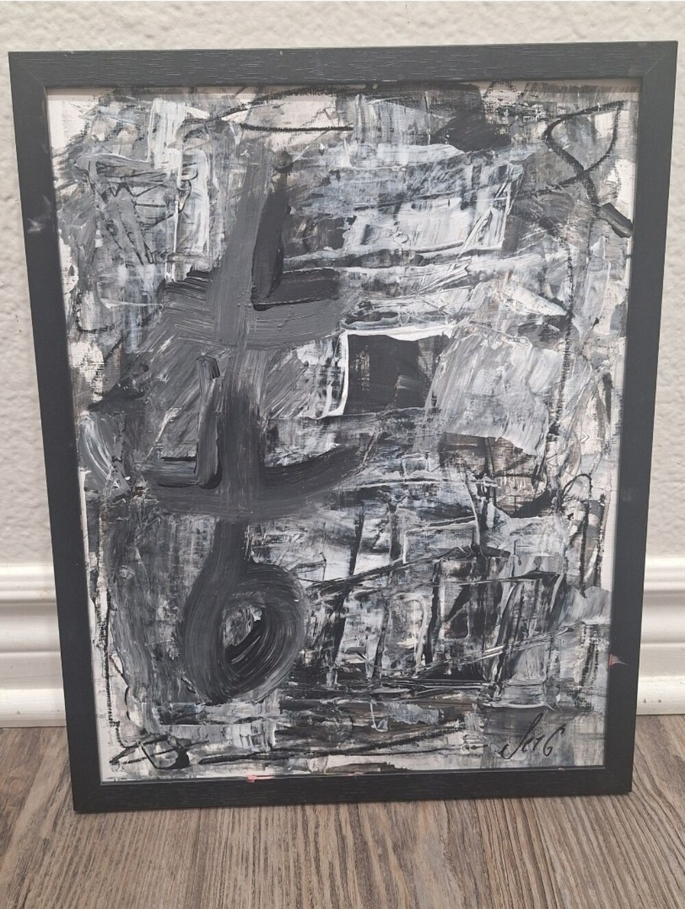 Abstract Monochromatic 11x14 Painting Framed